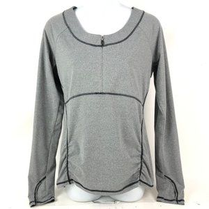 Athleta Womens 1/4 Zip Athletic Top Gray Long Sleeve Back Pocket Small